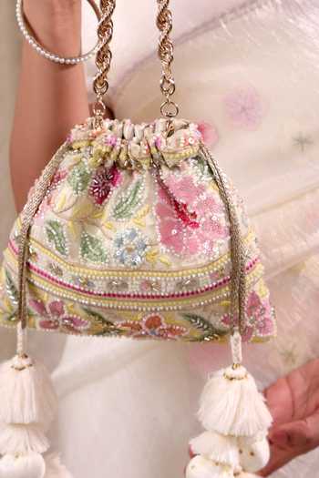 Shop_AMYRA_Multi Color Embroidery, Sequins, Beads, Pearls, Tassels, Gulbahar Pastel Potli _Online_at_Aza_Fashions