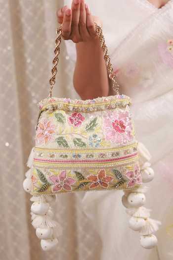 Shop_AMYRA_Multi Color Embroidery, Sequins, Beads, Pearls, Tassels, Gulbahar Pastel Potli 