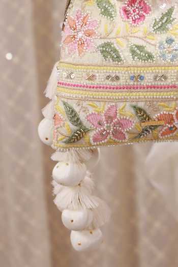 AMYRA_Multi Color Embroidery, Sequins, Beads, Pearls, Tassels, Gulbahar Pastel Potli 
