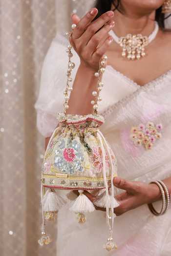 Shop_AMYRA_Multi Color Embroidery, Sequins, Beads, Pearls, Gulbahar Pastel Mini Potli _Online_at_Aza_Fashions