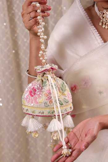 Buy_AMYRA_Multi Color Embroidery, Sequins, Beads, Pearls, Gulbahar Pastel Mini Potli 