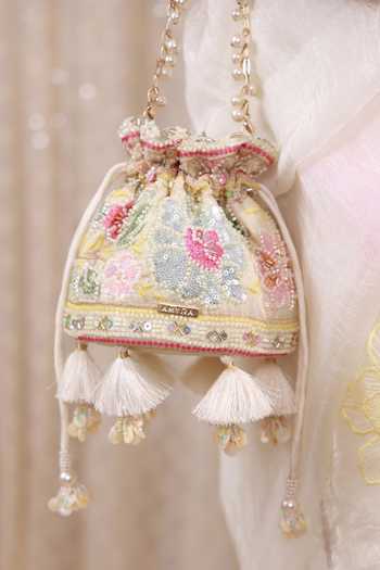 Buy_AMYRA_Multi Color Embroidery, Sequins, Beads, Pearls, Gulbahar Pastel Mini Potli _Online