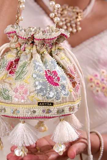 AMYRA_Multi Color Embroidery, Sequins, Beads, Pearls, Gulbahar Pastel Mini Potli 