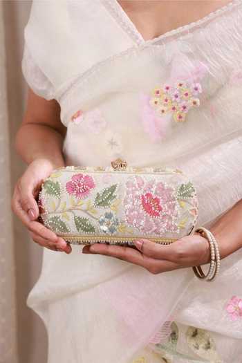 Buy_AMYRA_Multi Color Gulbahar Embroidered Pastel Capsule Clutch 