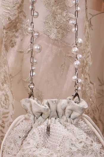 AMYRA_Silver Embroidery, Beads, Pearls, Crystals, Tassels, Lace, Sehra Mini Potli _Online
