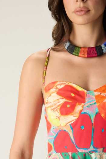 Shop_Saaksha & Kinni_Multi Color Cotton Sweetheart Neck Marilyn Floral Print Dress _Online_at_Aza_Fashions
