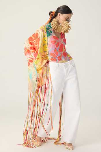 Buy_Saaksha & Kinni_Multi Color Jersey Plunge Neck Kenzie Floral Print Bodysuit _Online_at_Aza_Fashions