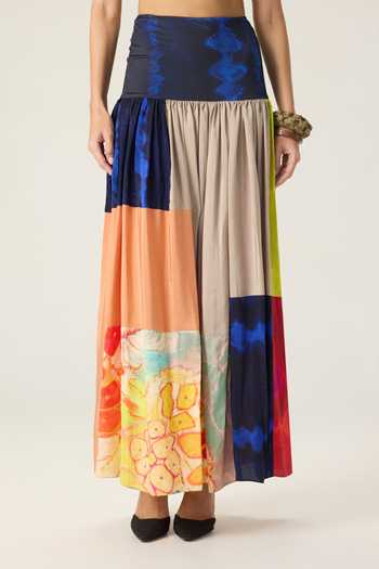 Buy_Saaksha & Kinni_Multi Color Jersey Delaney Patchwork Printed Skirt 