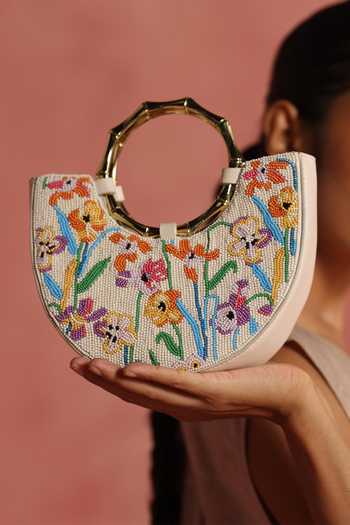 Buy_The Leather Garden_Ivory Eden Floral Embroidered Bag With Pouch _at_Aza_Fashions