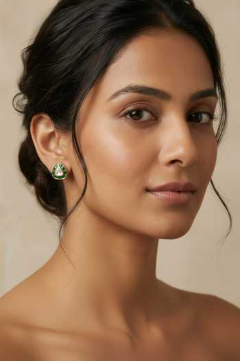 Buy_Sica Jewellery_Gold Plated Moissanite Polki Shivani Earrings _at_Aza_Fashions