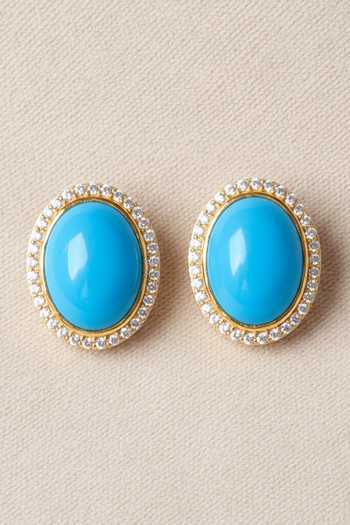 Shop_Sica Jewellery_Blue Crystal Embellished Stud Earrings _at_Aza_Fashions