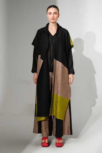 Shop_Stoique_Black Silk Awaken Color Block Tunic Jacket _Online_at_Aza_Fashions