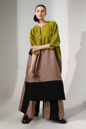 Buy_Stoique_Multi Color Silk Keyhole Neck June Block Crushed Tunic _Online_at_Aza_Fashions
