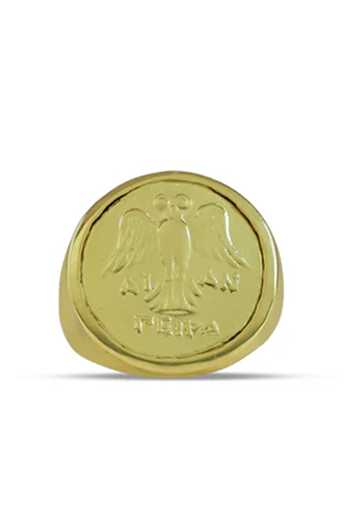 Arvino_Gold Athena Warrior Signet Ring _Online_at_Aza_Fashions
