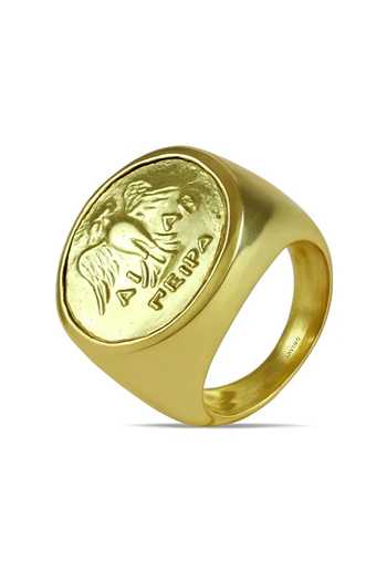 Shop_Arvino_Gold Athena Warrior Signet Ring _at_Aza_Fashions
