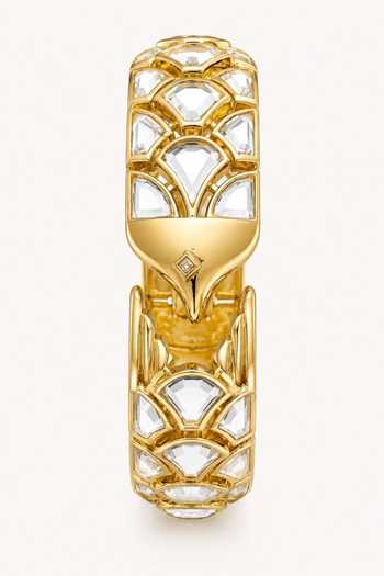 Shop_Isharya_Gold Plated Pine Mirror Statement Brass Bracelet _at_Aza_Fashions