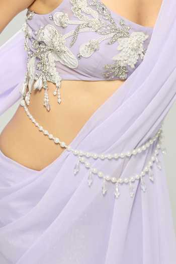 Shop_Dilnaz_Ivory Pearl Chain Belt _Online_at_Aza_Fashions
