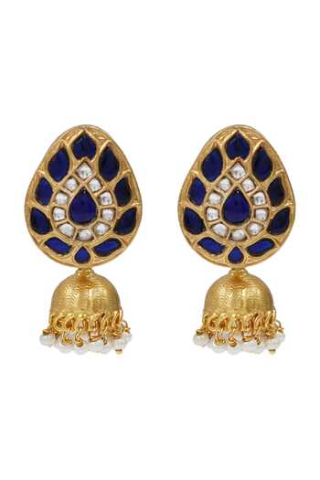 Sangeeta Boochra_Gold Plated Kundan Embellished Jhumka Earrings _Online_at_Aza_Fashions