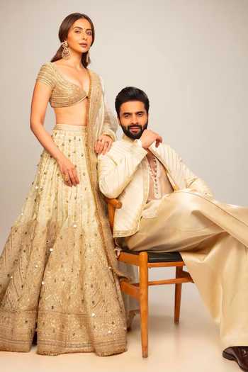 Shop_Gopi Vaid_Ivory Net, Tissue Sweetheart Neck Khwaab Zari Embroidered Lehenga Set _at_Aza_Fashions