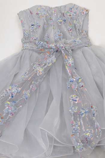 Shop_Little Bansi_Grey Georgette Floral Sequin Frock Dress 