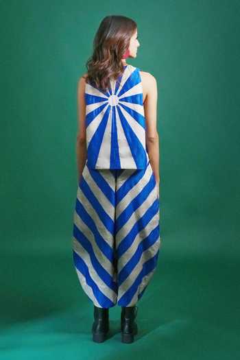 Shop_KA-Sha_Blue Chanderi Urja Pant _at_Aza_Fashions