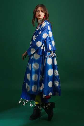Buy_KA-Sha_Blue Chanderi Open Neck Cat Jacket _Online_at_Aza_Fashions