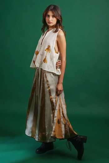 Shop_KA-Sha_Multicolor Chanderi V-neck Kamal Waistcoat _Online_at_Aza_Fashions