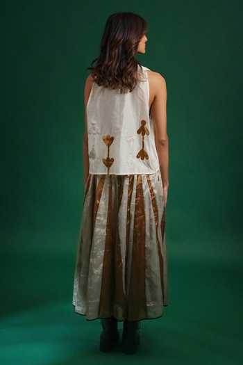 Shop_KA-Sha_Gold Chanderi Urja Skirt _Online_at_Aza_Fashions