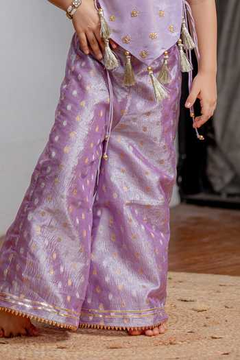 Shop_Lil Angels_Purple Zari Pant Set _Online_at_Aza_Fashions