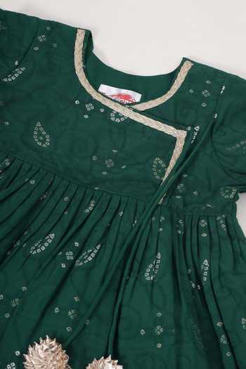 Little Bansi_Green Cotton Embroidered Kurta Set _Online