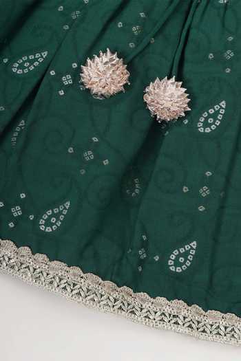 Buy_Little Bansi_Green Cotton Embroidered Kurta Set _Online