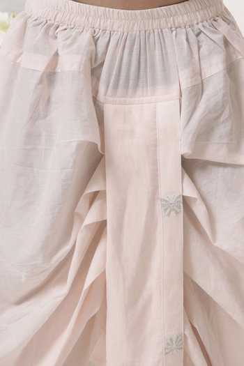 Buy_Little Bansi_Pink Cotton Embroidery Kurta And Dhoti Pant Set _Online