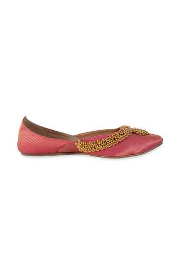 Buy_5elements_Pink Zariya Hand Embellished Juttis _Online_at_Aza_Fashions