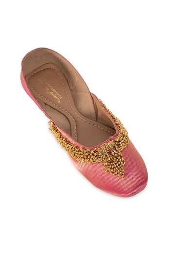 Shop_5elements_Pink Zariya Hand Embellished Juttis _Online_at_Aza_Fashions