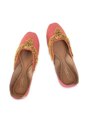 5elements_Pink Zariya Hand Embellished Juttis _at_Aza_Fashions