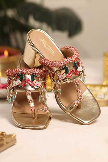 5elements_Gold Shukrini Bead Work Heels _Online