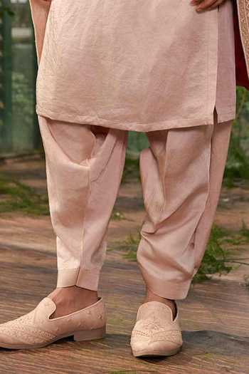 Jigar & Nikita_Beige Silk, Satin Virasat The Royal Lineage Sherwani Set _Online_at_Aza_Fashions