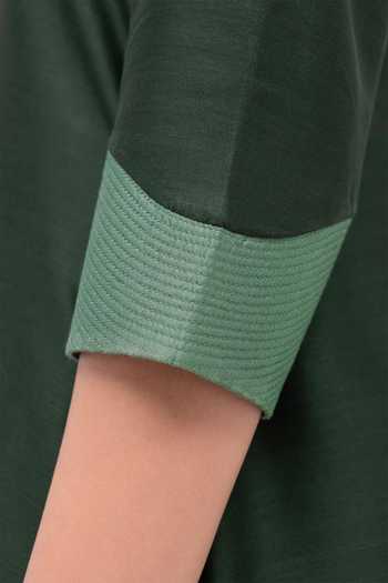 Ampm_Green Organza, Chanderi, Satin V-neck, Yes Sama Kurta Pant Set _at_Aza_Fashions