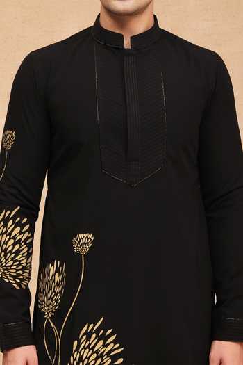 Buy_Manish Nagdeo_Black Viscose, Acrylic Printed Kurta And Pant Set _Online_at_Aza_Fashions