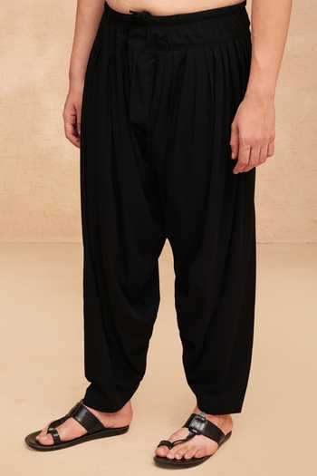 Manish Nagdeo_Black Viscose, Acrylic Placement Printed Kurta And Salwar Set _Online_at_Aza_Fashions