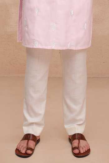 Shop_Manish Nagdeo_Pink Silk Embroidered Ruby Kurta And Pant Set _Online_at_Aza_Fashions