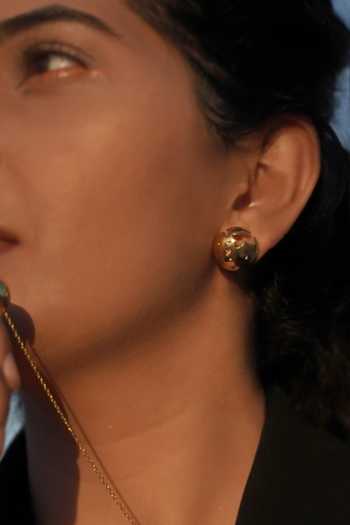 KEFI-CO_Gold Plated Pallas Moon Stud Earrings _Online_at_Aza_Fashions