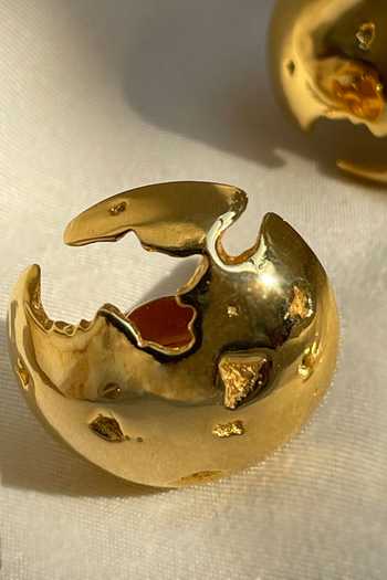 KEFI-CO_Gold Plated Pallas Moon Stud Earrings _at_Aza_Fashions