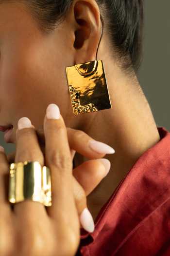 KEFI-CO_Gold Plated Starke Wave Earrings _at_Aza_Fashions