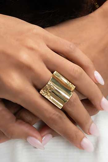 Buy_KEFI-CO_Gold Plated Starke Wave Ring _Online_at_Aza_Fashions