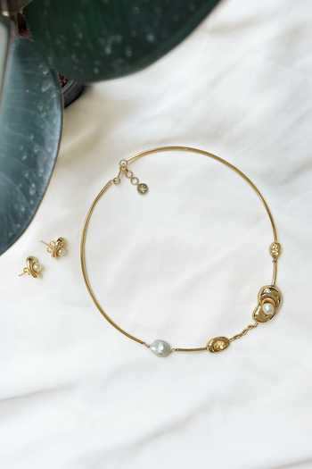 Buy_KEFI-CO_Gold Plated Cosmos Pearl Stud Earrings 