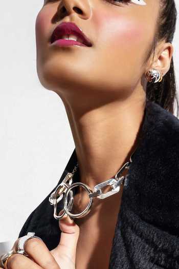 Shop_KEFI-CO_Silver Plated Zizi Linked Necklace _at_Aza_Fashions