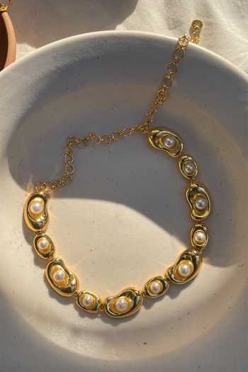 Buy_KEFI-CO_Gold Plated Cosmos Studded Choker _at_Aza_Fashions