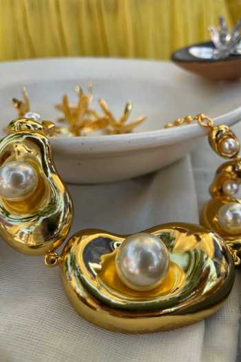 Shop_KEFI-CO_Gold Plated Cosmos Glam Necklace _at_Aza_Fashions