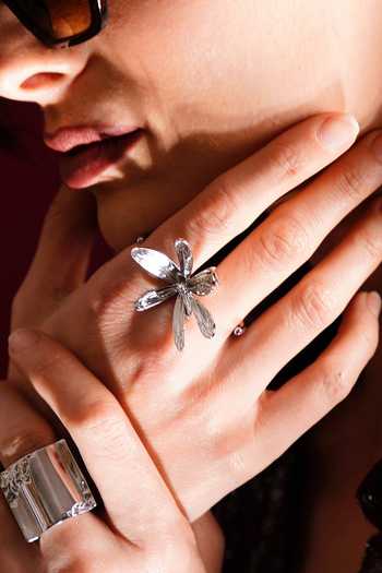 KEFI-CO_Silver Plated Fiore Carved Ring _at_Aza_Fashions